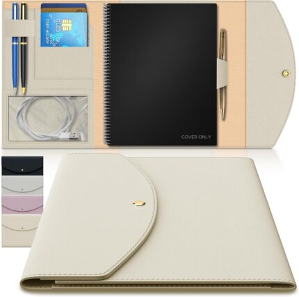 Slim Lightweight Organizer Cover for Rocketbook Accessories, Journal, Notebook – Letter Size A4 Fits 8.5×11 Book – Hobonichi Cousin, Stalogy and Midori MD Planners – Soft & Flexible Faux Leather Cover | Journal cover fits 8.5 x 11in Rocketbook Core, Panda, Fusion | Vegan leather, 4 pen loops | Notebook not included
